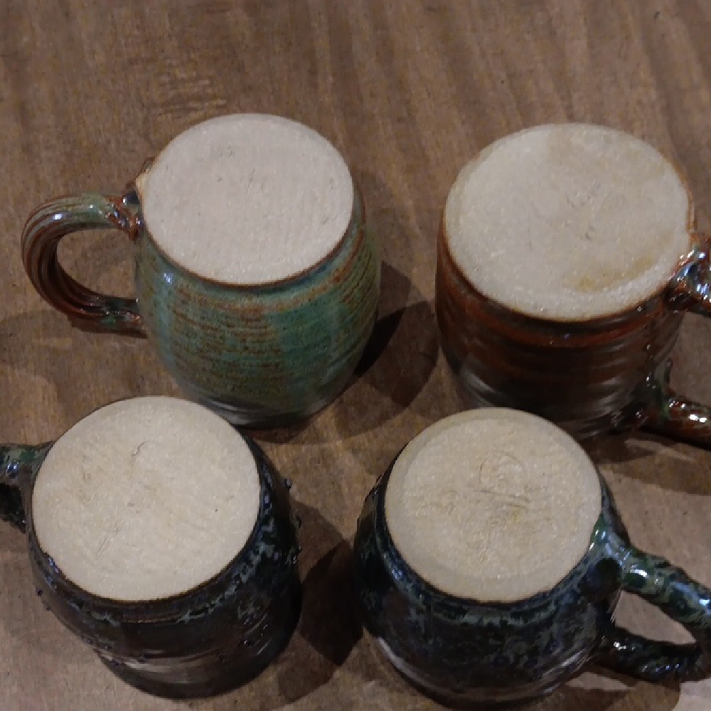 Rustic Ceramic Mug Set - Green and Brown - Picture 4 of 8